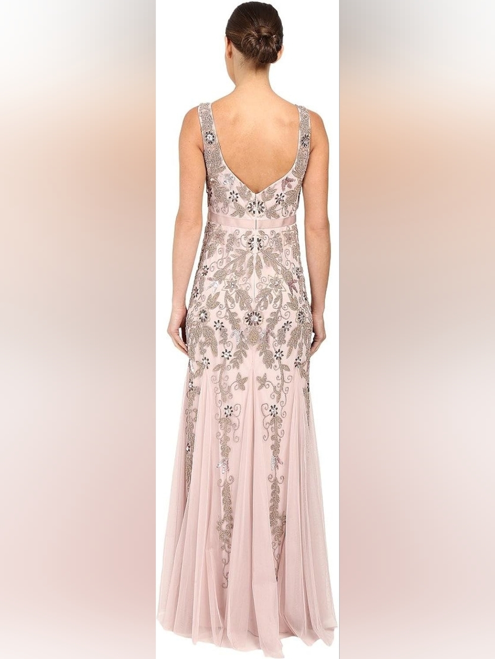 Adrianna Papell Icy Lilac Mesh Sequin Evening Gown Size 12 - Picture 2 of 8